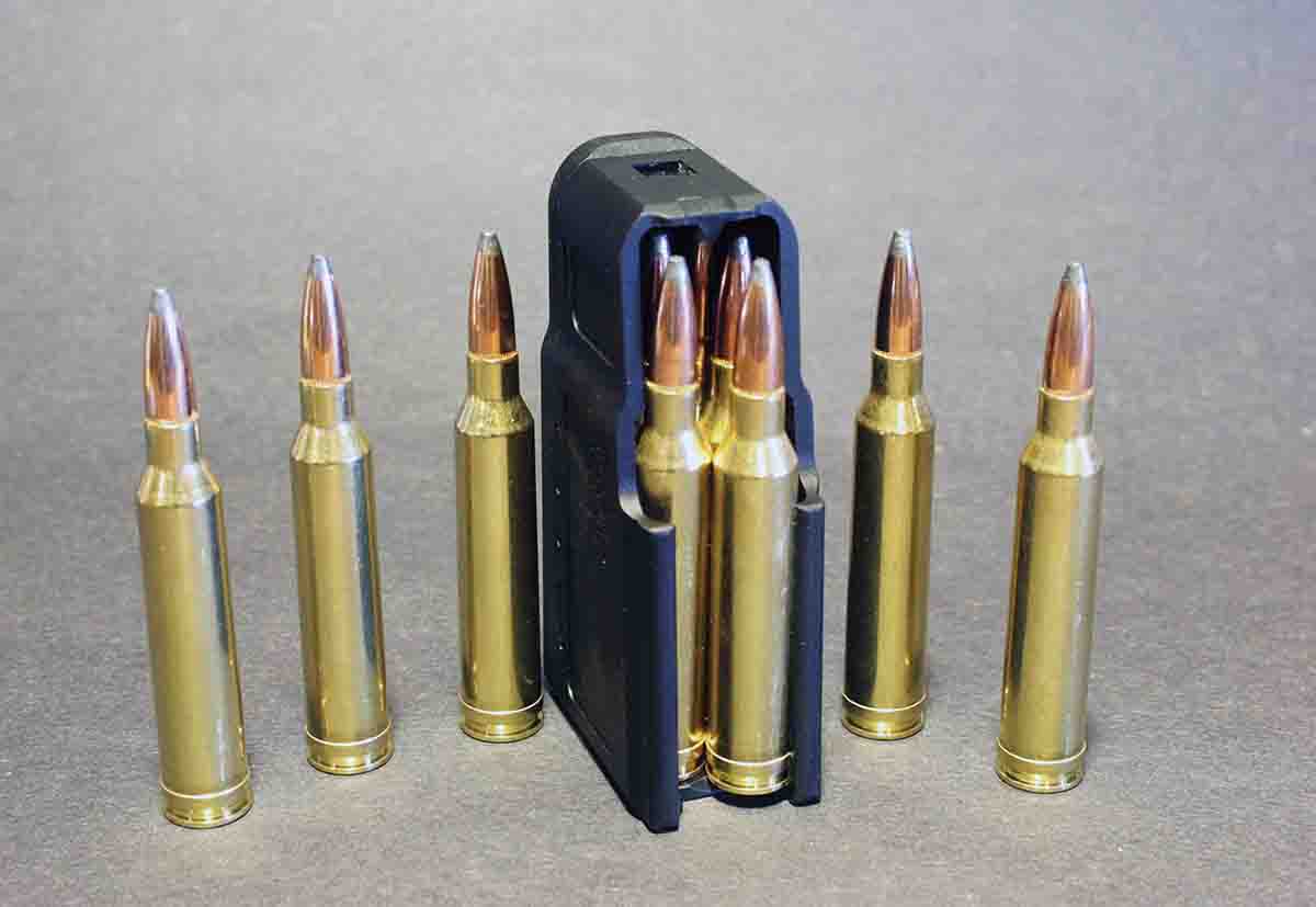 Unlike most bolt actions for magnum cartridges, the Mauser M18’s magazine holds five.